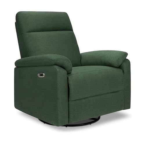 Davinci Suzy Electronic Swivel Recliner with USB Port in Pine Green, GREENGUARD Gold & CertiPUR-US® Certified