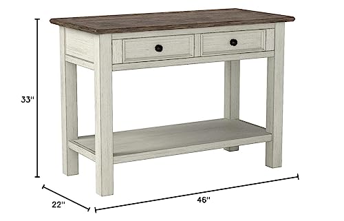 Signature Design by Ashley Bolanburg Farmhouse Rectangular Two Tone Sofa Table, Antique Cream Signature Design by Ashley