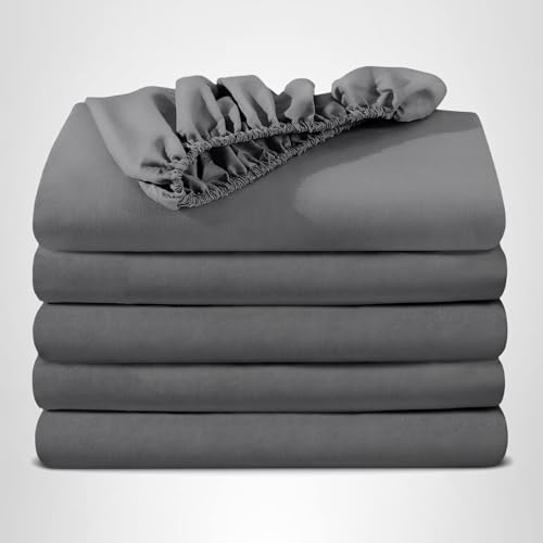 Bare Home 2-Pack Fitted Bottom Sheets King - Premium 1800 Ultra-Soft Wrinkle Resistant Microfiber - Deep Pocket (King, Grey) Bare Home