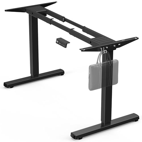 Zontera Standing Desk Frame with Powerful Dual Motor, 265 lbs Weight Capacity, Electric Adjustable Desk Legs for Max 75″x 35.4″ Desktop, 3 Memory Height Settings, Black Frame Only Zontera