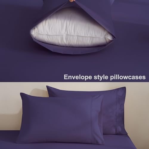 MCO Bedding Full Bed Sheets Set - Soft Bed Sheets - Cooling Breathable Bedding Set with 16" Deep Pocket (4 Pieces, Full, Purple Eggplant) MCO