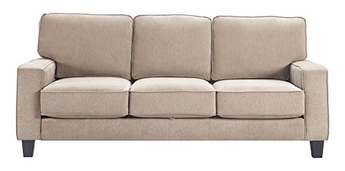 Serta Palisades Storage 1 Modern Design, Track Arms, Foam-Filled Cushions, Easy-to-Clean Fabric Upholstery, 77" Sofa, Soft Beige Serta