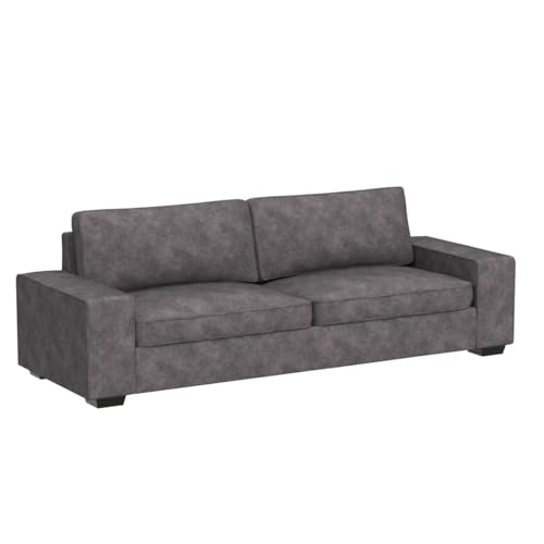 LEISLAND 88.58" Modern Sofas Couches for Living Room, Chenille Deep Seat Sofas & couches with Metal, Removable Low-Back Sofa Cushion and Detachable Sofa Cover/Easy to Install(Dark Grey) LEISLAND
