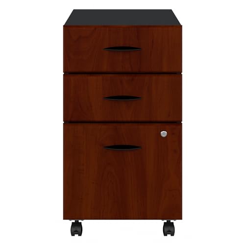 Bush Business Furniture Series A 3 Drawer Mobile File Cabinet in Hansen Cherry & Galaxy - Assembled, Rolling Document Storage for Home or Professional Office Bush Business Furniture