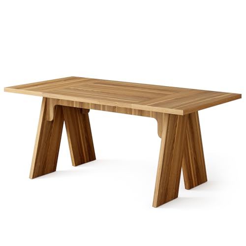 LITTLE TREE Dining Table for 6 People, Large 70.9 Inches Long Dining Room Table, Modern Rectangular Kitchen Table, Brown Wooden Dinner Table for Dining Room (Table Only) LITTLE TREE