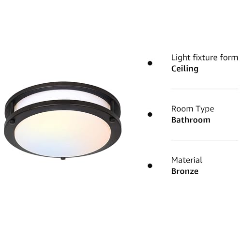 13 inch Flush Mount LED Ceiling Light Fixture, 2700K/3000K/3500K/4000K/5000K Adjustable Ceiling Lights, Oil Rubbed Bronze Saturn Dimmable Lighting for Hallway Bathroom Kitchen or Stairwell, ETL Listed hykolity