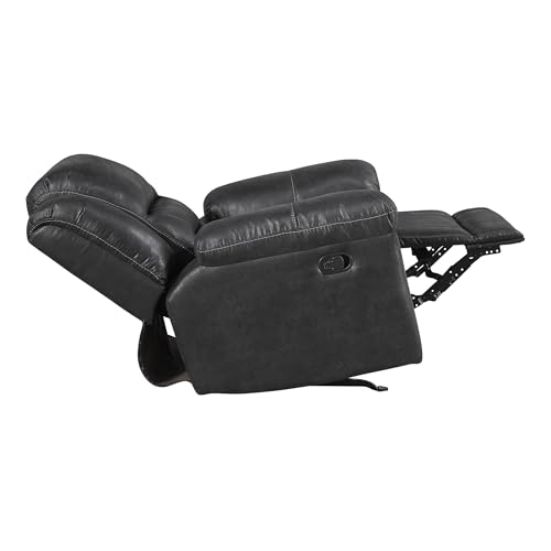 Lexicon Rocker Recliner Chair for Living Room, Wall Hugger Manual Recliner Chairs, Textured Microfiber Upholstered Rocking Reclining Chair, Home Theater Seating, Required Assembly, Black Lexicon