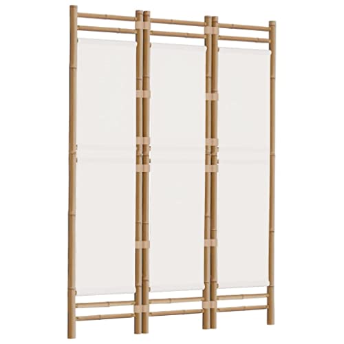 Generic Folding 3-Panel Room Divider 47.2" Bamboo and Canvas8KG Generic