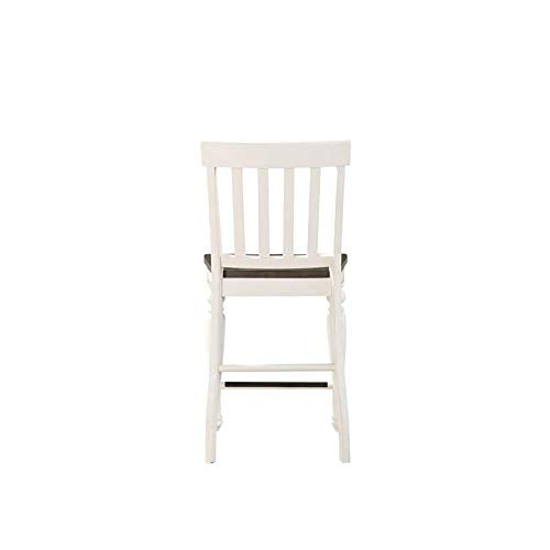 Steve Silver Furniture Joanna 9pc Rectangular Counter Dining Set, Two Tone Dark Oak/Ivory Finish, 54" w/ 18" Leaf w/ 8 Slat Back Side Dining Chairs, Storage Drawers, 54" L x 54" W x 36" H, White Steve Silver