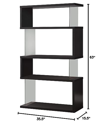 Coaster Furniture Asymmetrical Snaking Bookcase Black and Clear 800340 Coaster Home Furnishings