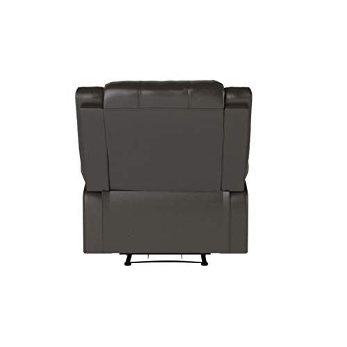 Relax-A-Lounger Warren 35.5" Manual Pull-Handle Recliner, Traditional Overstuffed, Pocket Coil Comfort, Black Metal Base Legs, Soft Vegan Leather Fabric, Java Relax-A-Lounger