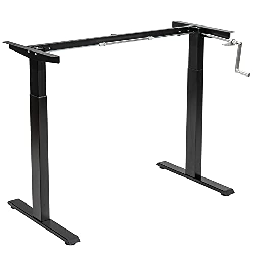 Tangkula Hand Crank Stand Up Desk Frame, Manual Height Adjustable Standing Workstation with Foldable Crank Handle, Cable Management Tray, Headphone Hook, Ergonomic Sit Stand Desk Frame for Home Office Tangkula