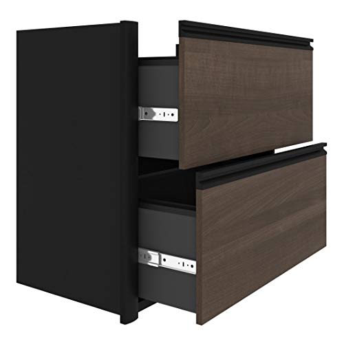 Bestar Connexion 72W U-Shaped Executive Desk with Lateral File Cabinet in Antigua & Black Bestar