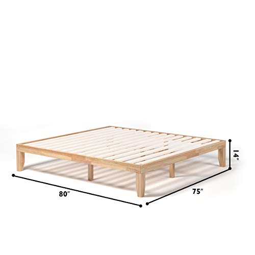Giantex Solid Rubberwood King Bed Frame with Heavy-Duty Support and Under-Bed Storage Giantex