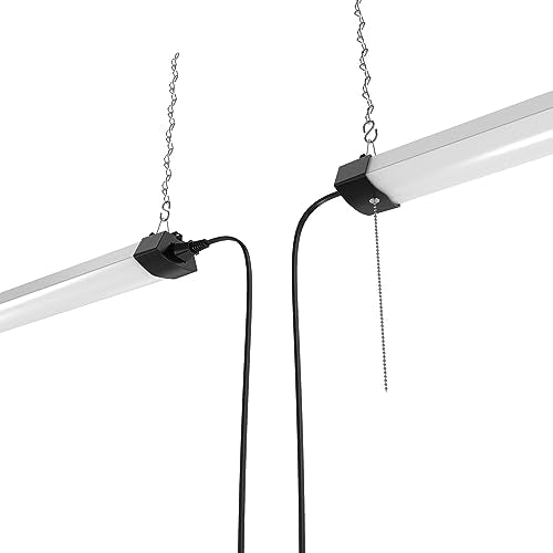 DYMOND 4FT 40W Wraparound LED Shop Light Fixture with Pull Chain Daylight White 5000K for Garage Workshop Basement DYMOND