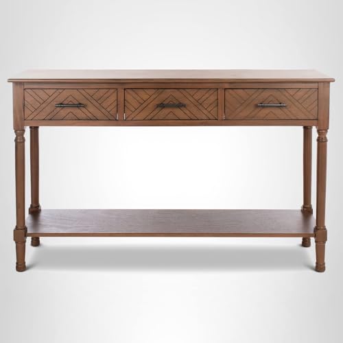 SAFAVIEH Home Collection Peyton Brown 3-Drawer Lower Shelf Console Table CNS5705C SAFAVIEH