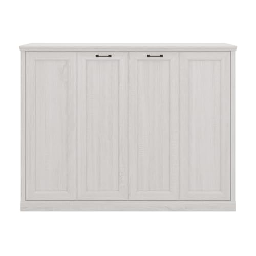 MERITLINE Twin Horizontal Murphy Chest Bed,Wood Folding Hideaway Bed Cabinet for Adults (White) MERITLINE
