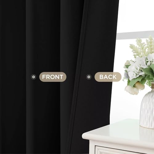 Joydeco Blackout Curtains for Bedroom, Black out curtains 96 inch long 2 Panels, Long Black Drapes with Rod Pocket Back Tab, Room Darkening Noise Reducing & Wrinkle-Free Drapes for Living Room Windows Joydeco