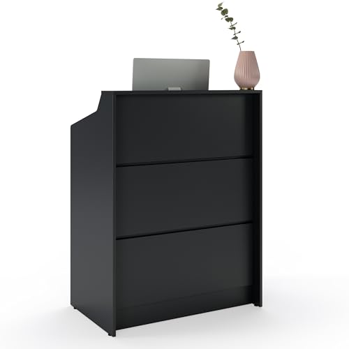 AGATEO Small Reception Desk with Drawer – Front Desk, Checkout Counter & Retail Counter – Cash Register Stand AGATEO