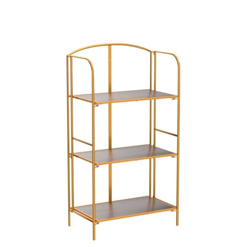 Crofy 3-Tier Gold Folding Bookshelf - Versatile Metal Bookcase for Stylish Storage Crofy