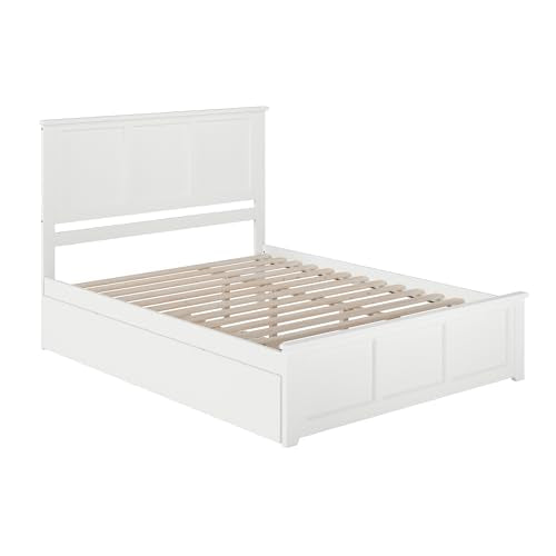 AFI, Madison Queen Platform Bed with Matching Footboard, Twin XL Trundle, and Attachable USB Charger, White AFI