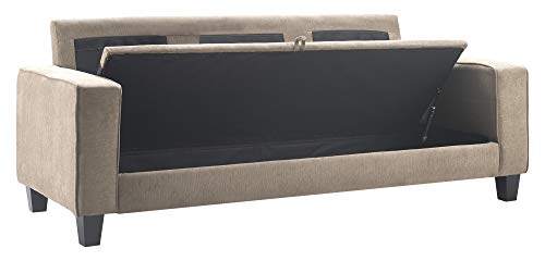 Serta Palisades Storage 1 Modern Design, Track Arms, Foam-Filled Cushions, Easy-to-Clean Fabric Upholstery, 77" Sofa, Soft Beige Serta