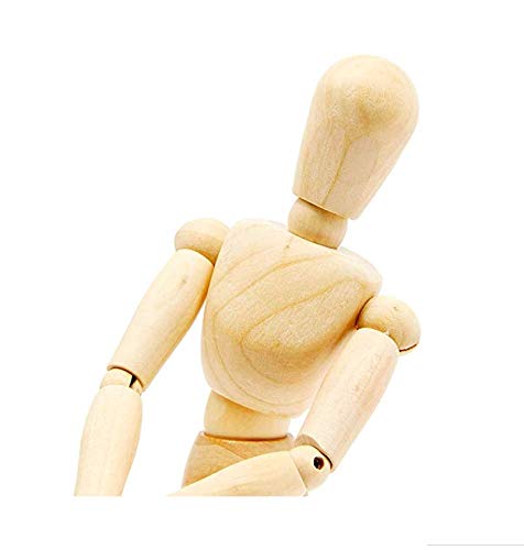 8 Inch Artists Wooden Manikin Flexible Body Joints Human Figure Puppet Model Wood Male Mannequin Doll Ornament Stand for Home Office Desk Decoration Sketching Drawing Painting Supplies Gift Holiberty