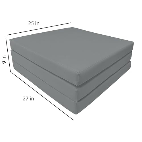 D&D Futon Furniture Trifold Foam Beds, Floor Tri-Fold Bed, Foldable Shikibuton Mattress Cushion Topper Mat for Space Saving Sleepover 3x27x75 in, Gray D&D Futon Furniture