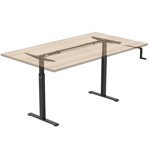 Mount-It! Manual Standing Desk Frame with Hand Crank, Adjustable Height Sit-Stand Desk Base for 48–72 Inch Tops, 132 lb Capacity, Power-Free Ergonomic Frame, Black (Frame Only) Mount-It!