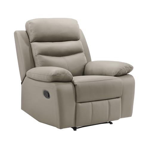 Lexicon 41" W Manual Reclining Chair, Top Grain Leather Match Recliner, Home Theater Seating, Wall Hugger Recliner, Manual Reclining Sofa Chair for Living Room/Office/Apartment, Latte