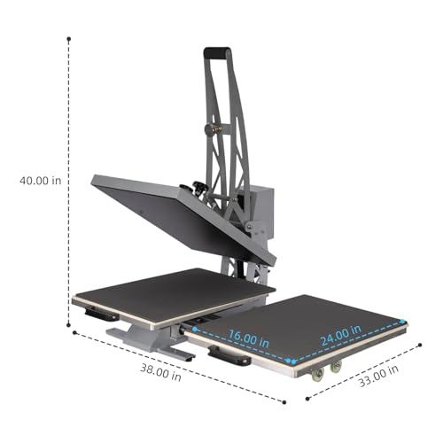 TLSols 24”x16” Commercial Heat Press Machine, Auto Open, for T-Shirts, Garments, Bags, Textile, Curtains, Digital Industrial Sublimation Printer for Sublimation, Vinyl, Heat Transfer Projects TLSols