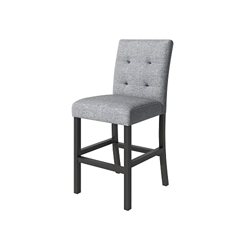 Merax Dining Table Set for 4, Square Wood Frame with Upholstered Chairs, Grey Merax