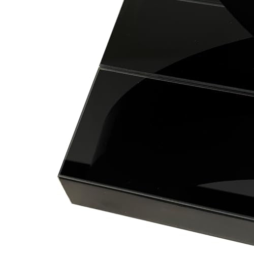 KEIKI Modern Mirrored Console Table with Crystal O-Shaped Base, 43" Luxury Glass Entryway Sofa Table, Rectangular Accent Foyer Table for Living Room Foyer Hallway Entrance, Black KEIKI