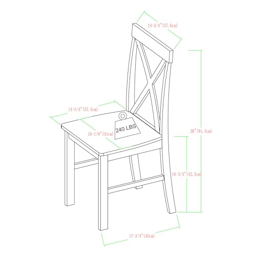 Walker Edison 4 Person Modern Farmhouse Wood Small Dining Table with 4 Chairs Set for Dining Room Kitchen, 48 Inch, White Walker Edison