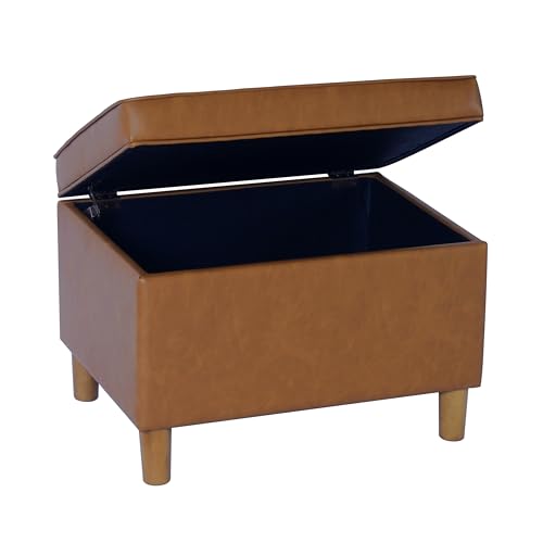 HomePop - Dinah 24" Storage Ottoman- Carmel Faux Leather HomePop
