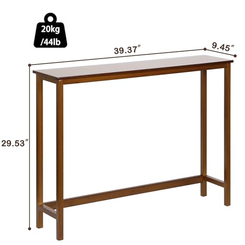 Mordchil HF Bamboo Narrow Console Table, 39.4"(L) Wood Small Entryway Table, Accent Slim Hallway Tables, Thin Sofa Side Tables for Hallway, Living Room, Bedroom, Foyer, Walnut Mordchil HF