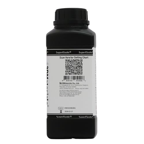 SuperElastic 3D Printer Resin, Softness 60A Simulating Soft Silicone, Made in Korea by 3DMaterials (500g, Clear) 3DMaterials