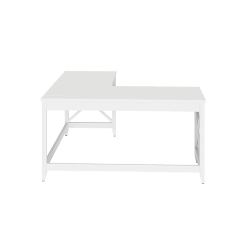 Workspace by Alera L-Shaped Farmhouse Desk, 58.27" x 58.27" x 29.53", White Alera