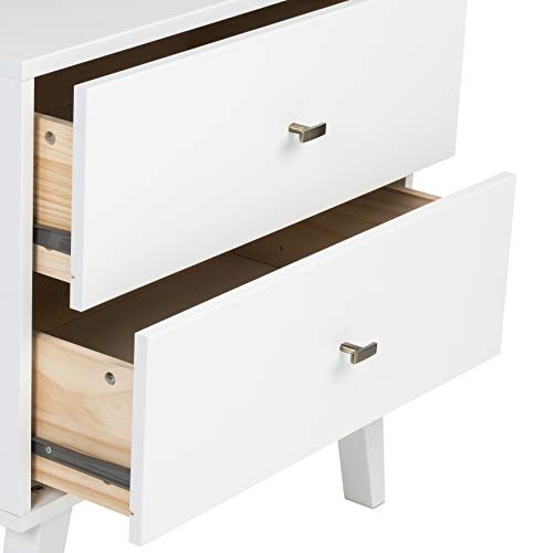 Prepac Milo Mid-Century 6 Drawer Double Dresser For Bedroom, 16" D x 52.50" W x 33" H, White Prepac