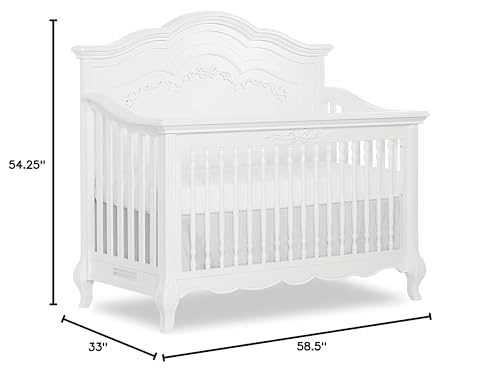 Evolur Aurora 5-in-1 Convertible Crib in Frost, Greenguard Gold Certified, Features 3 Mattress Height Settings, Sturdy and Spacious Baby Crib, Wooden Furniture Evolur