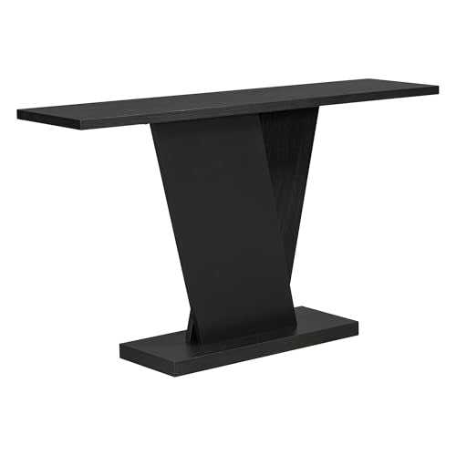 Modern Unique Console Table 59.8-Inch Long Entry Sofa Table Accent Furniture for Living Room Hallway Entryway, Black Amposei