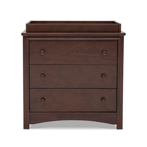 Delta Children Perry 3 Drawer Dresser with Changing Top and Interlocking Drawers, Walnut Espresso Delta Children