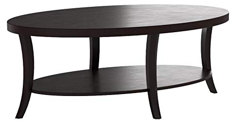 Roundhill Furniture Perth Contemporary Oval Coffee Table with Shelf, Espresso Roundhill Furniture