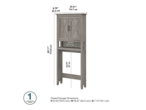 Bush Furniture Key West Over The Toilet Storage Cabinet in Driftwood Gray Bush Business Furniture