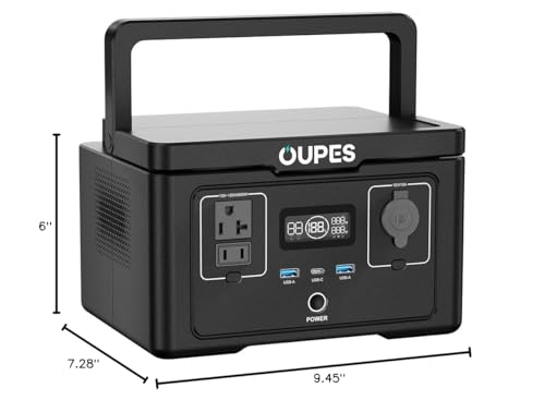 OUPES Exodus 600 Portable Power Station 600W, 256Wh Solar powered Generator with 2 AC Outlets(1200W peak), Full Recharge in 1 Hrs LifePO4 Battery Generator for Camping OUPES