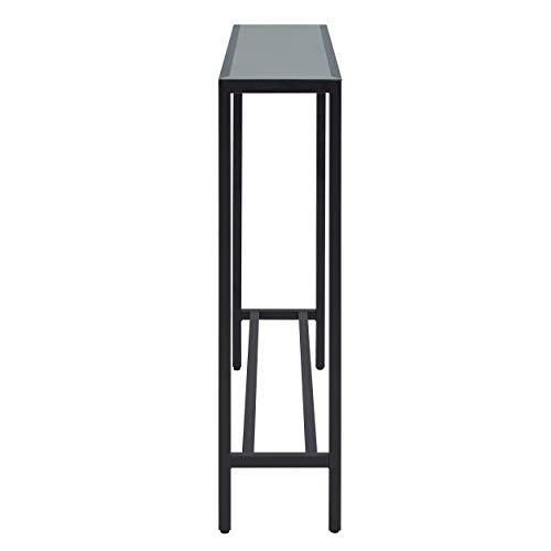 SEI Furniture Darrin Narrow Mirrored Top Console Table, 56", Black SEI Furniture