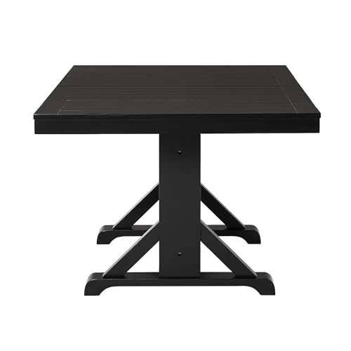 Walker Edison 6 to 8 Person Wood Modern Farmhouse Expandable Dining Room Table with Leaf Kitchen Dining Chairs, 60 Inch, Antique Black Walker Edison