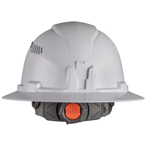 Klein Tools 60407 Hard Hat with Light, Vented Full Brim Style, Padded, Self-Wicking Odor-Resistant Sweatband, White Klein Tools