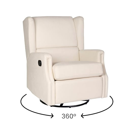 Flash Furniture Omma Swivel Glider Rocking Recliner, Manual Wingback Recliner with 360 Degree Swivel, for Living Room, Bedroom, or Nursery, Upholstered, Cream Flash Furniture
