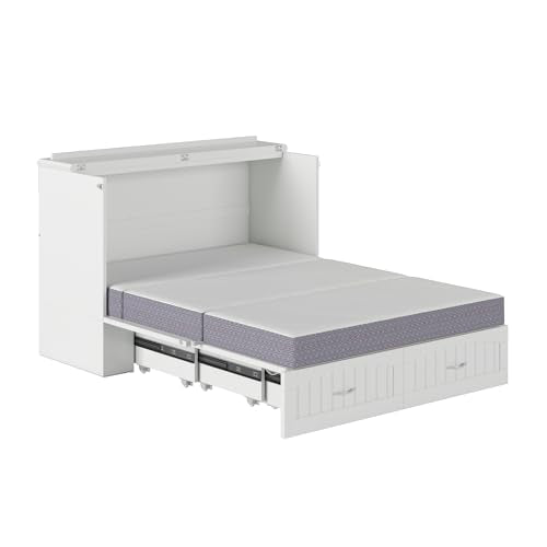 AFI, Southampton Murphy Bed Chest Full with 6" Mattress, Built-in USB Charger & Storage Drawer, White AFI